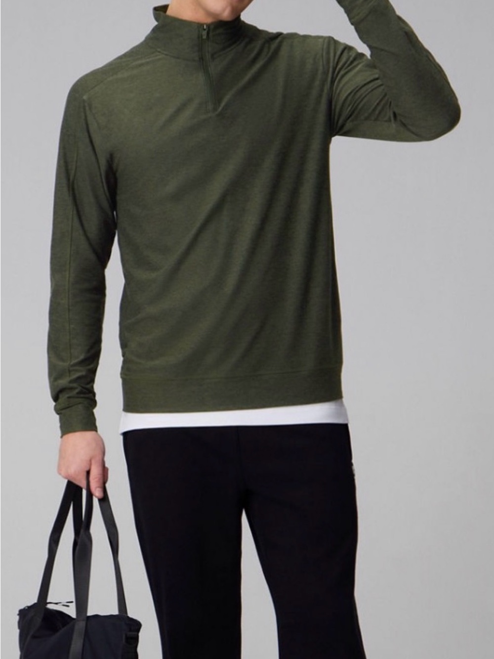 Fabletics Jersey Quarter zip dark olive heather size xs